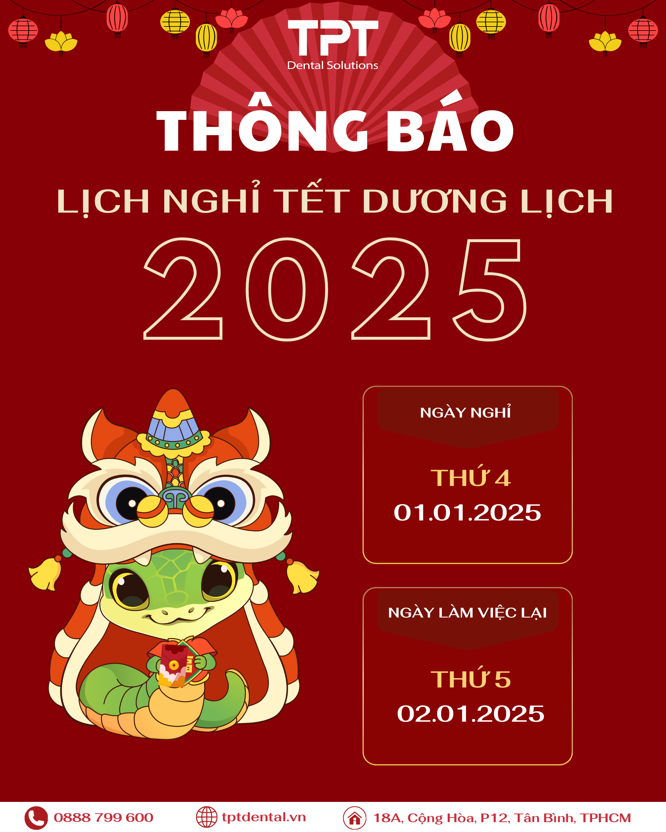 LỊCH NGHỈ TẾT DƯƠNG LỊCH 2025